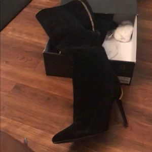 Suede Tall Black Boots